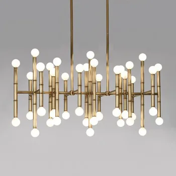

bamboo light modern luxury chandelier lamp gold color Stainless steel bamboo aluminium chandelier lighting