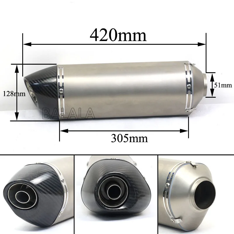 

51mm Inlet Motorcycle Exhaust Muffler For Akrapovic Exhaust Motorcycle Pitbike Escape Moto For yoshimura benelli trk 502 suzuki