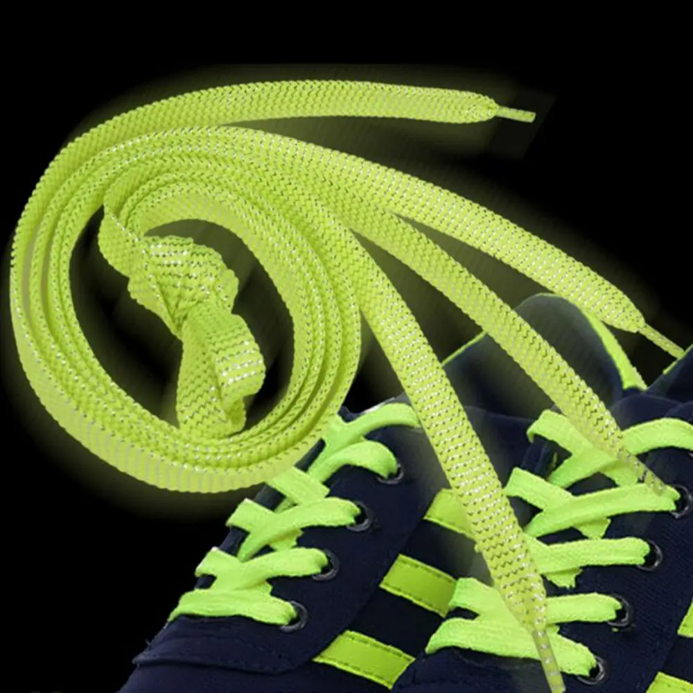 1 Pair Unisex Flat Shoelace Party Camping Shoelaces Glowing Canvas String 110cm