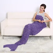 2016 Mode À La Main Tricoté Sirène Queue Couverture Garder Au Chaud crochet sirène couverture adulte jeter lit Wrap sac de couchage 90*195 cm