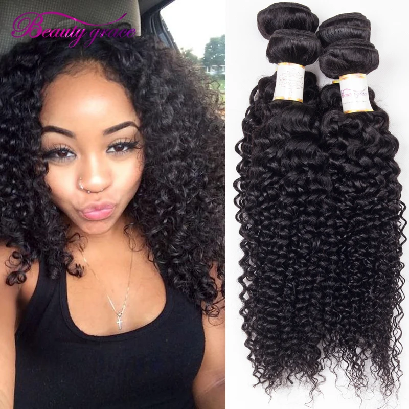Afro Kinky Curly Hair Mink Brazilian Hair 7a Unprocessed Virgin Hair 4 Bundle Deals Beautygrace Hair Products Kinky Curly 4p/Lot