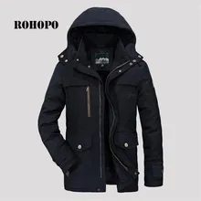 ROHOPO/ хлопковая парка с капюшоном и воротником, флисовая внутренняя сохраняющая тепло куртка-парка, однотонное свободное хлопковое пальто с капюшоном в стиле милитари синего цвета