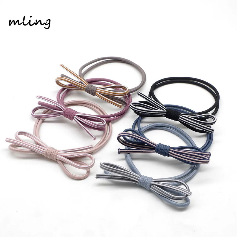 

Girls Elastic Hair Bands Stripe Bow Hair ropes High Elastic Hair Ties Rubber Band Cute Scrunchies Ponytail Holder Headdress