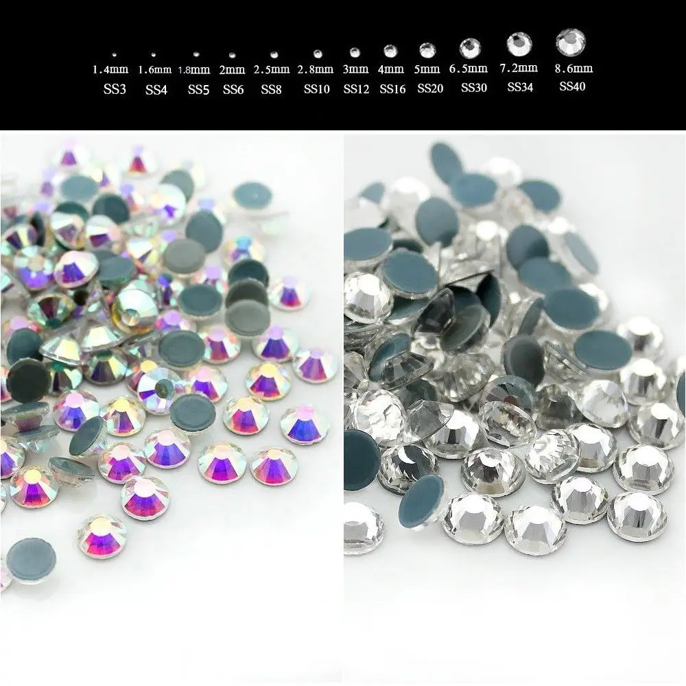 

AAAA+ SS6 SS10 SS16 SS20 SS30 SS34 SS40 Crystal AB Clear DMC Hotfix Rhinestones Iron on flatback glass for Dress Nail Clothing