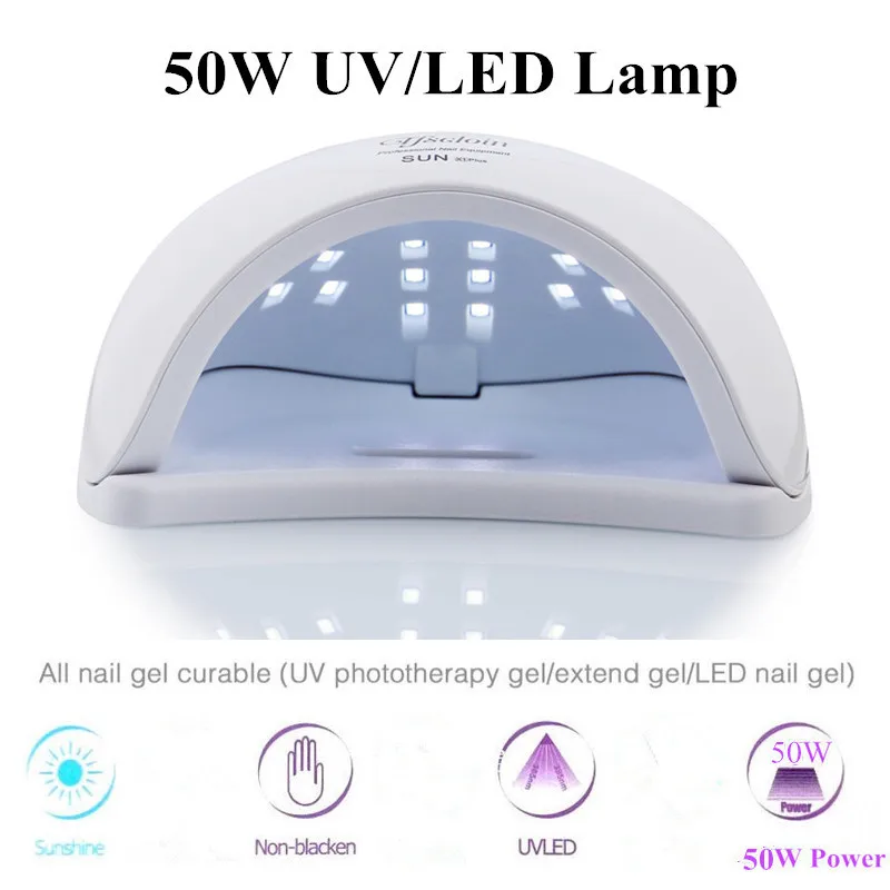 

High Power 50W Dual UV LED Nail Lamp Nail Dryer For Gel Polish Curing Light with Bottom 30s/60s/99s Timer LCD Display Lamp