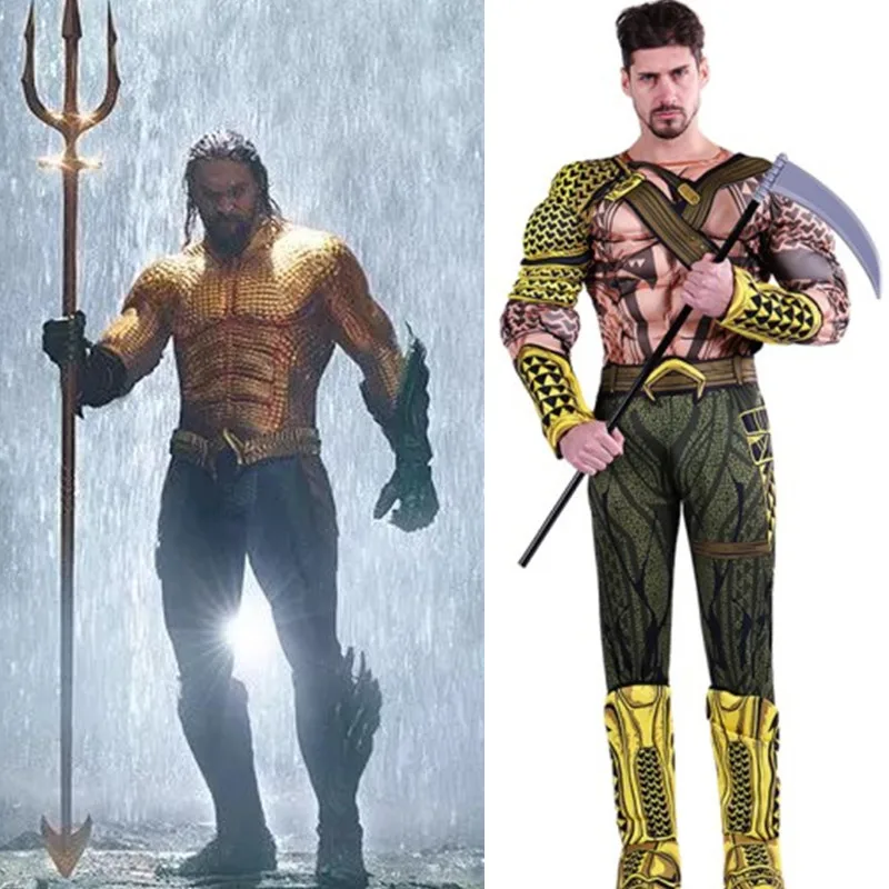 

Men Aquaman Cosplays Adult Halloween Arthur Curry Movie Costume Carnival Christmas Purim parade Masquerade Role play Party dress