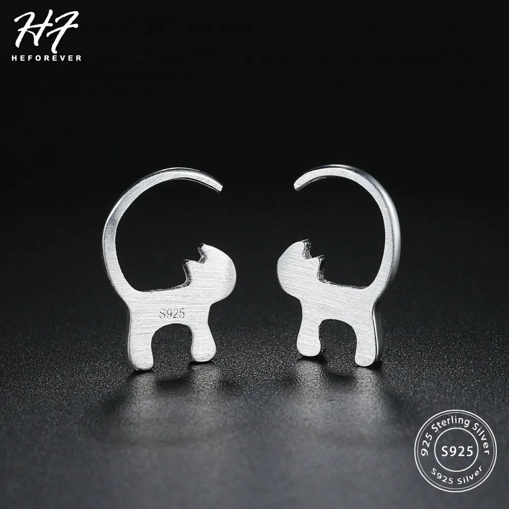 

Top Quality Lovely Cat Shaped 100% Real 925-Sterling-Silver Ear-hook Earrings S925 Fashion Jewelry For Women Girl Gift EY182