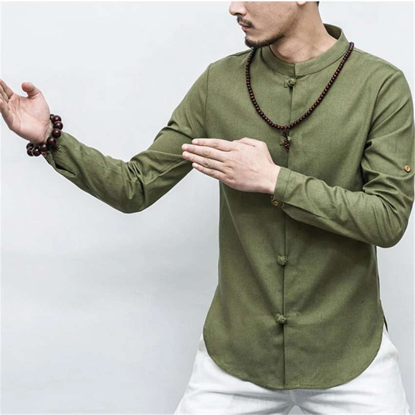 

2019 Autumn Chinese Shirt Collar Short /full Sleeve Tangsuit Traditional Chinese Clothing for Men's Jacket Kung Fu Hanfu Style