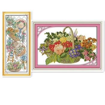 

Flower Basket Chinese Counted Cross Stitch Pattern Home Decor 11CT 14CT Printed On Canvas Embroidery Cross Set DIY SET Painting