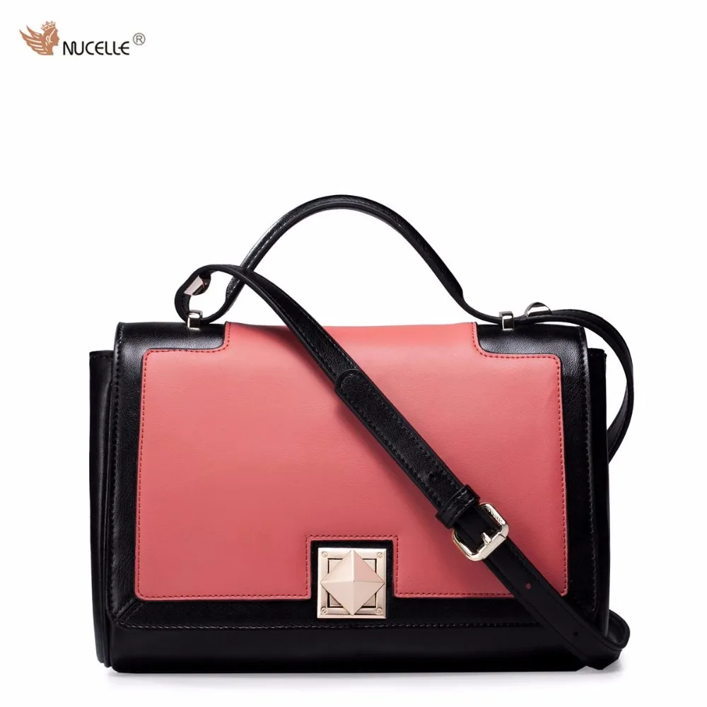 Nucelleブランドデザインコントラストカラーゴールドピラミッドロック牛革女性女の子レディースハンドバッグショルダークロスボディドレッシングバッグ Bag Brand Bag Brand Designerbag Designer Aliexpress