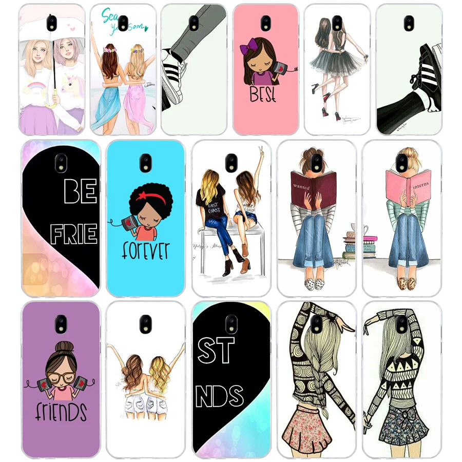 

263 Girls Brunette Blonde Best Friends Soft Silicone Tpu Cover phone Case for Samsung j3 j5 j7 2016 2017 a3 2016 a5 2017 a6 2018