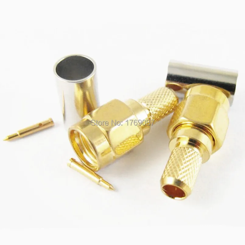 

100PCS SMA Male Plug Or RP-SMA Male (Female Pin) Jack Crimp RG58 LMR195 RG142 RG400 RG223 RF Connector