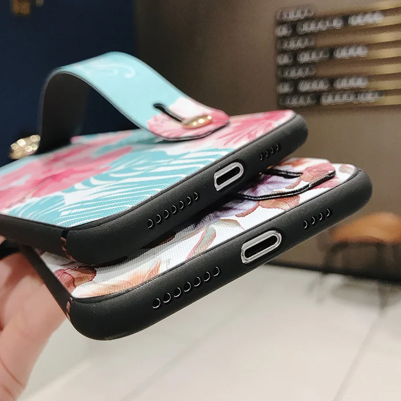 3D Flower Emboss Case For Samsung A30 A40 A50 A60 A70 A750 M20 Case Wristband support Soft TPU Anti-fall protective case Capa