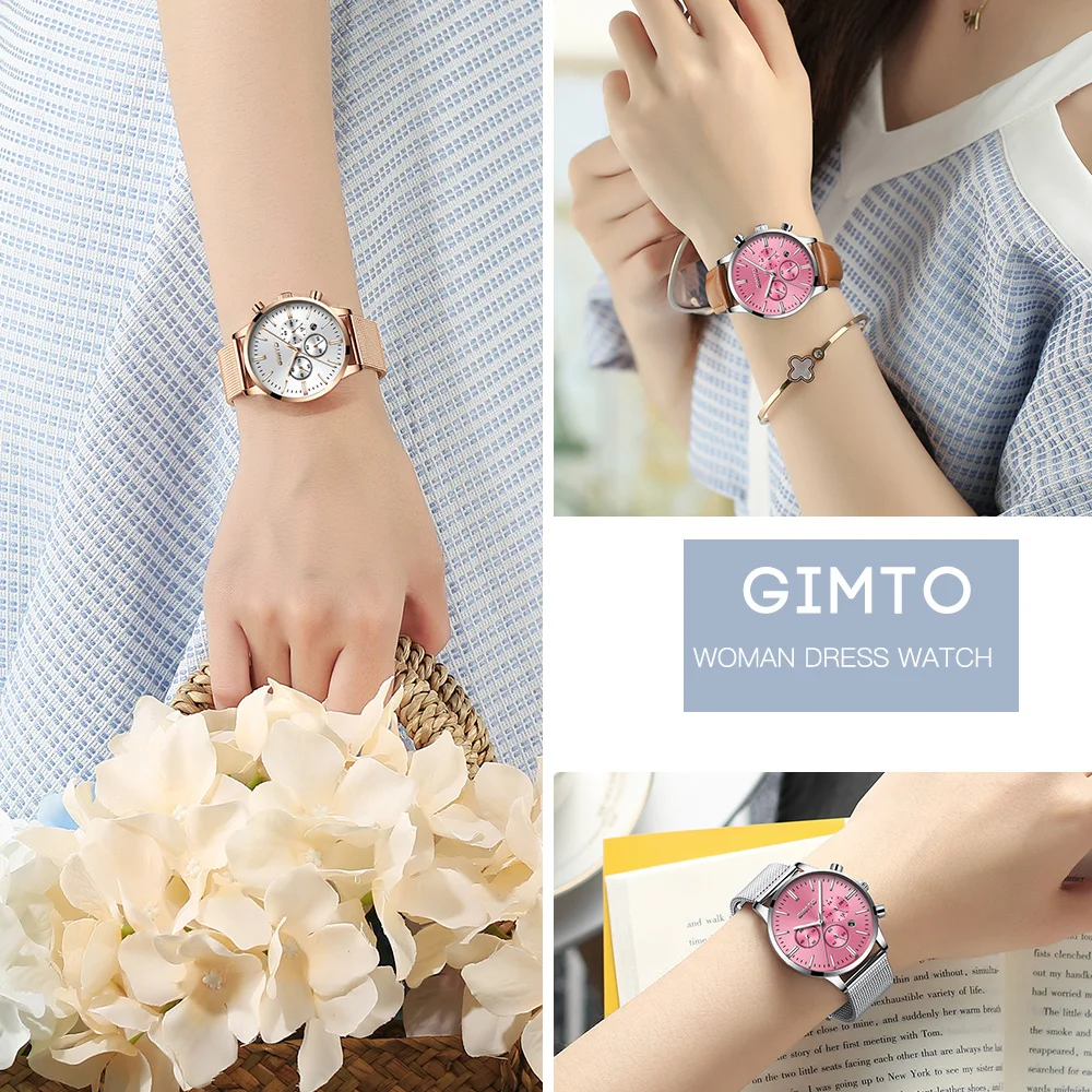 GIMTO модные женские часы сталь серебро золото Спортивные кварцевые женские часы в стиле кэжуал женские наручные часы Relogio Feminino