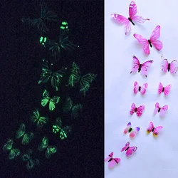 Luminous 3D Butterfly Wall Stickers for Home and Party Decoration (Pink)