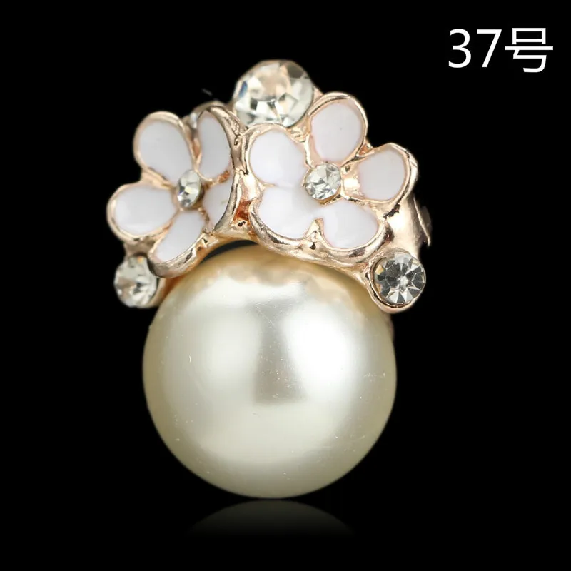 

Wholesale 50pcs 17*21mm Alloy Gold Color Crystal Imitation Pearl Flower Charm for Women Fashion Jewelry Accessories DIY