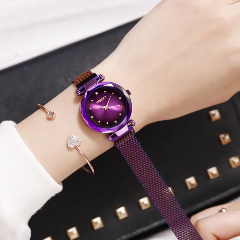 

2019 Hot Sell Starry Sky Women Watches Quartz Stainless Steel Magnetic Rose Gold Luxury Leopard Eye Girls Gift Bayan Kol Saati