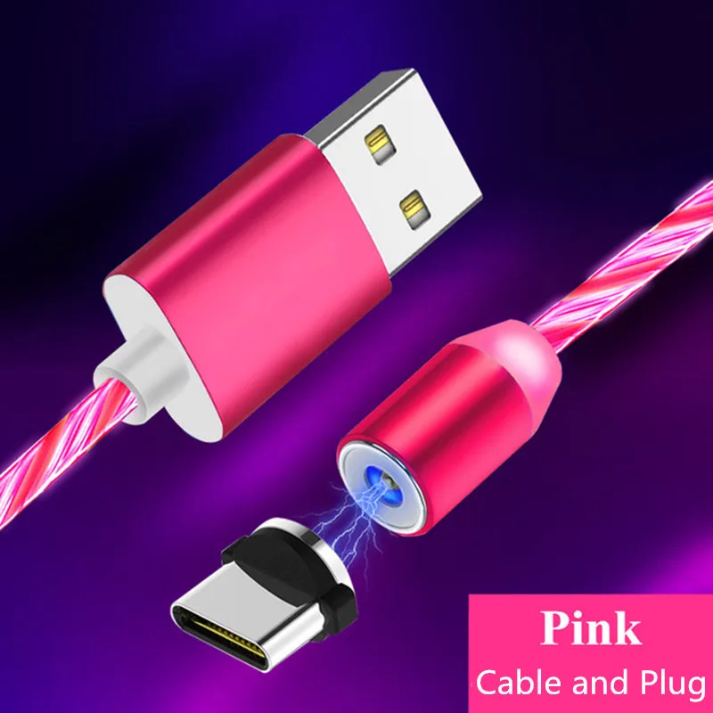 Светящийся Магнитный зарядный кабель Micro USB Type C для LG G3 Q Stylo 6 5 4 G6 G8 ThinQ со
