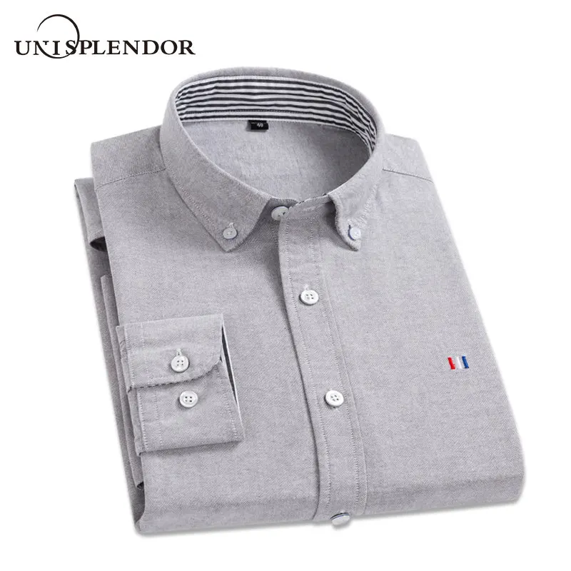 

2019 New Spring Men Shirt Plus Size 5XL 100%Cotton Men's Clothing Man Dress Shirt Oxford Casual Autumn Soft Male Shirts YN10446