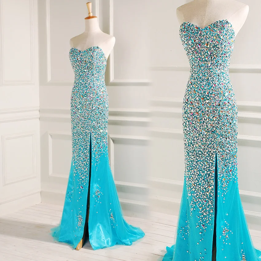 sea blue prom dresses