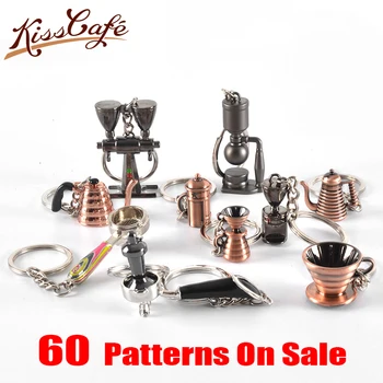 

Espresso Coffee Accessories Coffee keychain moka pot/syphon/kettle/grinder/tamper/milk jug/portafilter style coffee keyring gift