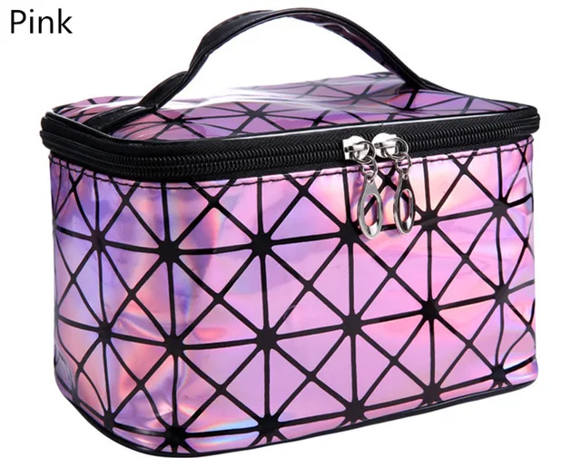 Новая женская многофункциональная сумка для косметики Flash Diamond кожаный Органайзер косметическая сумка для хранения разных цветов на выбор - Цвет: Pink