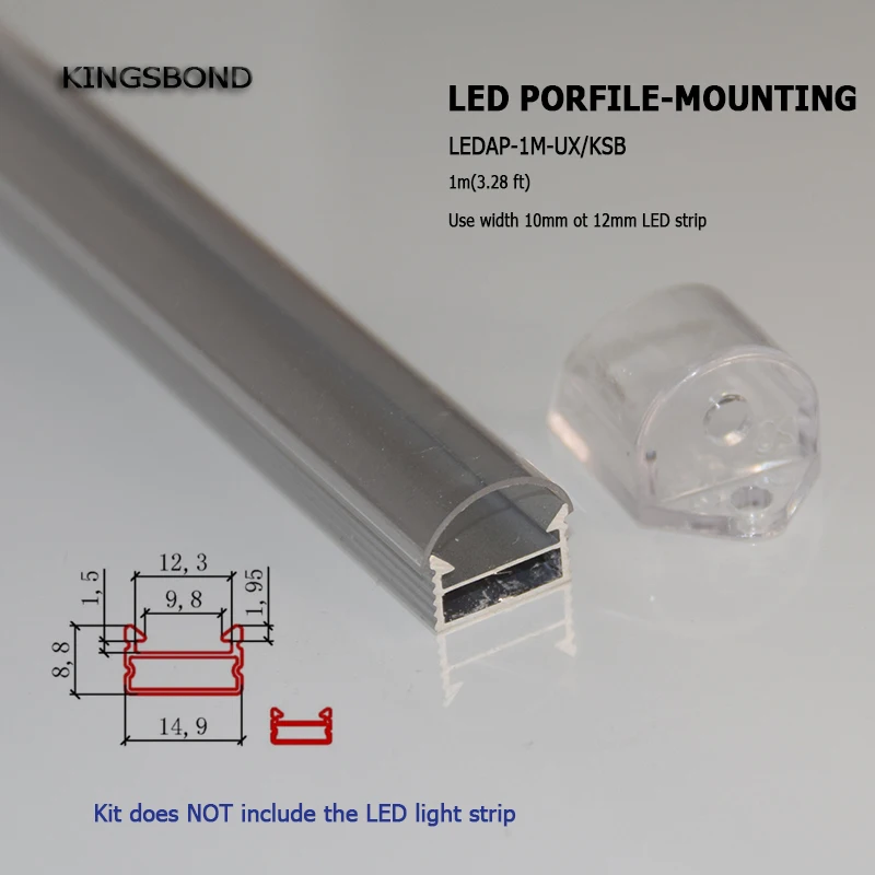

LED Aluminum Channel Profile, Aluminum Extrusion with clear cover U-Shape for 12mm width 3528 5050 5630 LED Strip Lights