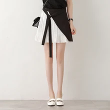 Юбка-пачка из ацетата и полиэстера в стиле Лолиты; Новинка года; летняя плиссированная юбка-пачка в стиле пэчворк на шнуровке; Мини женские юбки выше колена