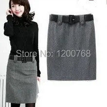 Женские шерстяные прямые юбки осенне-зимние шерстяные юбки модные серые и Черные Облегающие юбки женские офисные OL Большие размеры юбки