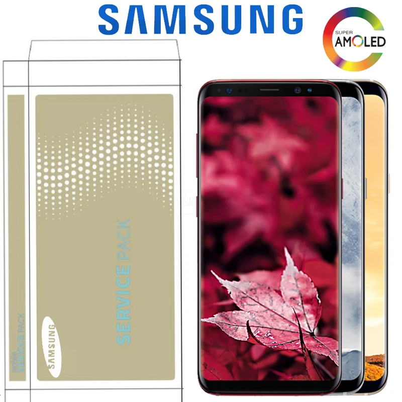 ЖК-дисплей с рамкой для SAMSUNG Galaxy S8 G950 G950F S8 Plus G955 G955F с сенсорным экраном и сервисным пакетом