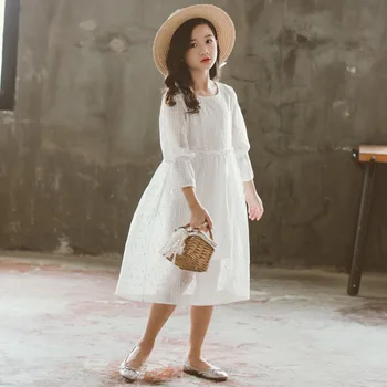 

Girls Dress 2019 Autumn New Children Princess Dress White Long Sleeve Embroidered Fairy Kids Cute Dress Children Clothes#5307