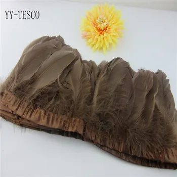 

10 yards coffee Goose Feather Trims Dyed Goose Feather Ribbons 15-20cm Duck Feather Fringes for Carnival Ornaments