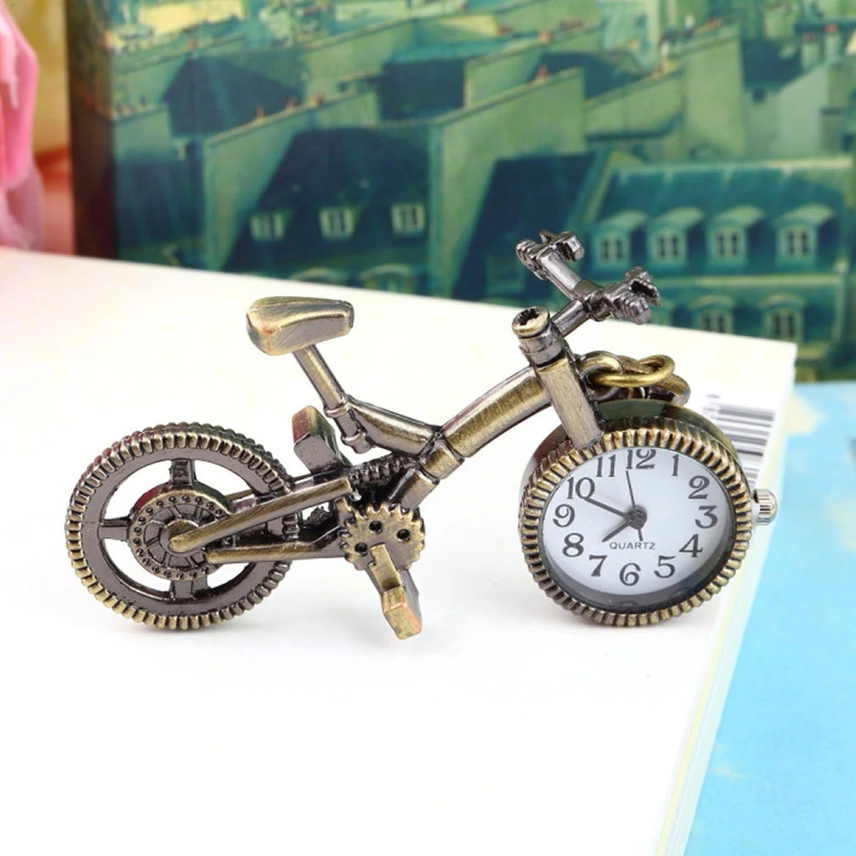 Стимпанк Механические карманные часы Для мужчин Для женщин номер Велосипедный Спорт велосипед Форма старину бронзовый корпус кварцевые