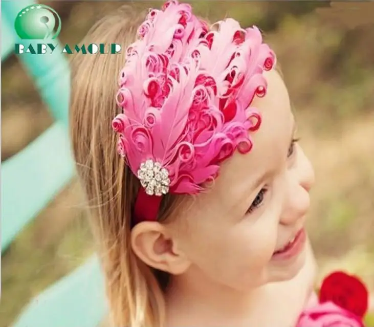 Детские повязки на голову с перьями для девочек Рождественские повязки для волос подарочный головной убор - Цвет: 15