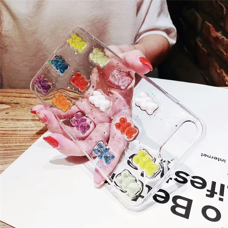 

Cute 3D Gummy Bear Candy Color Soft Cases For Huawei P20 Pro Lite Nova 3e Bling Clear Coque for Huawei Nova 4 3 3i 2 2S Case