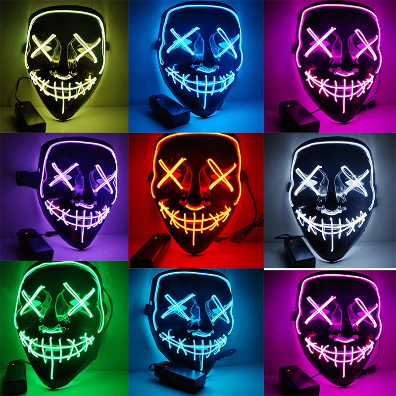 

Halloween LED Light Up Mask Many Options Party Cosplay Masks The Purge Election Year Funny Masks Glow In Dark Or Horror