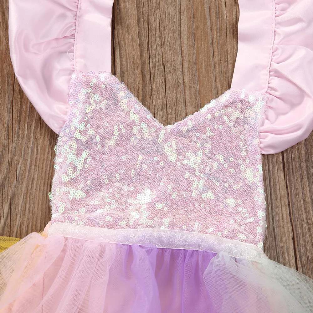 cheap baby bodysuits	 Citgeett Baby Girl Kids Lace Sequins Princess Romper Dress Party Formal Wedding Tutu rainbow Colorful Dresses customised baby bodysuits