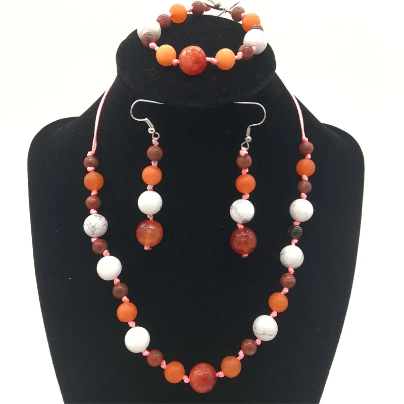 

Natural Stone Handmade Beaded Jewelry Necklace Beads Ethnic Natural Stones Necklaces Pink Women Hand Knotted Long Jewelry
