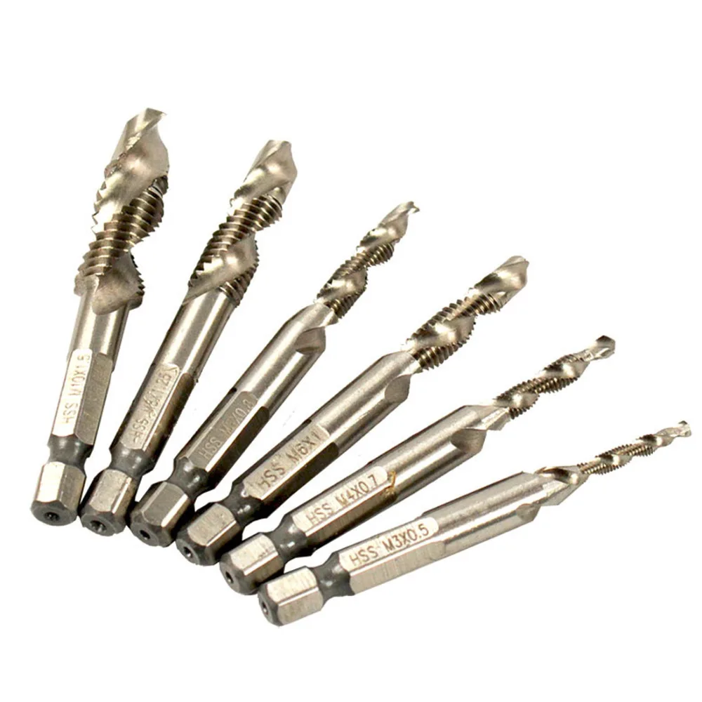 

New 6pcs/set Hand Tap Drill Hex Shank HSS Screw Spiral Point Thread Metric Plug Drill Bits M3 M4 M5 M6 M8 M10 Hand Tools