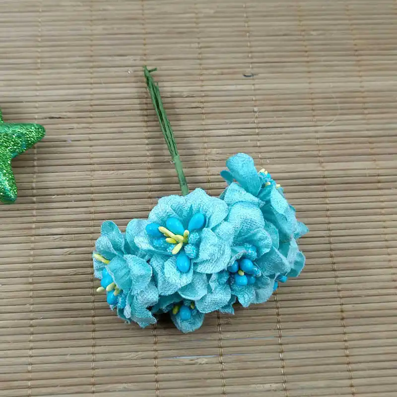 6 шт. A noiva cocar flor cocar doce caixa повязка на голову decorativas flores artificiais flores buques DE rosas simulacao - Цвет: Sky blue