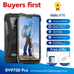 Смартфон Blackview BV9700 Pro Helio P70, 6 ГБ + 128 Гб, Android 9,0, 16 МП, ночное видение, IP68, водонепроницаемый, NFC, 4G
