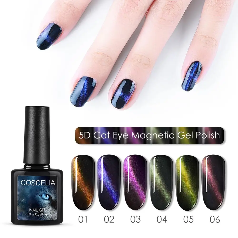 

COSCELIA 10ML Cats' Eye Chameleon 5D Gel Nail Polish Soak Off UV Gel Varnish 5D Effect Magnet Stick UV LED Long-Lasting 5D Gel
