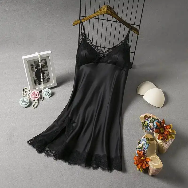 

Sexy Women Silk Lace Robe Dress Babydoll Nightdress Nightgown Sleepwear Mini Dress