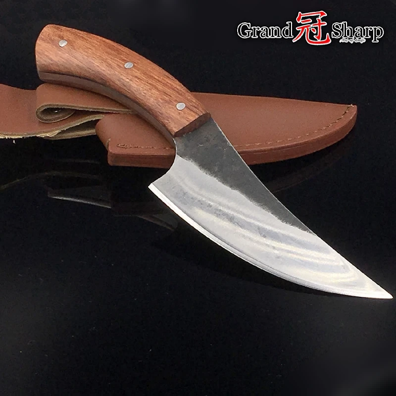 Ceny Nóż myśliwski stal wysokowęglowa ręcznie naprawiony nóż 58HRC drewniany uchwyt Camping Tactical Survival EDC Rescue narzędzia zewnętrzne nowość