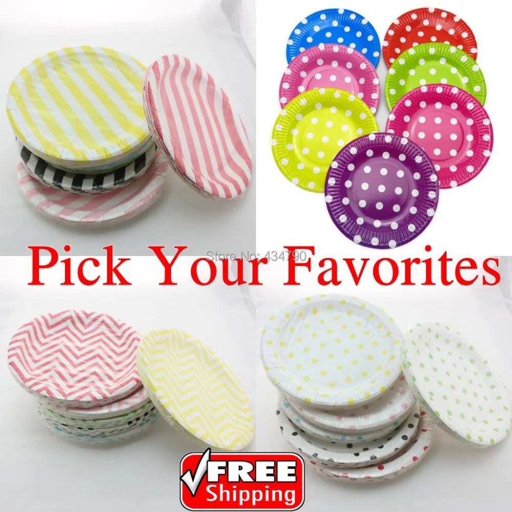 1440pcs 9" Pick Your Colors Wholesale Paper Plates Striped Polka Dot