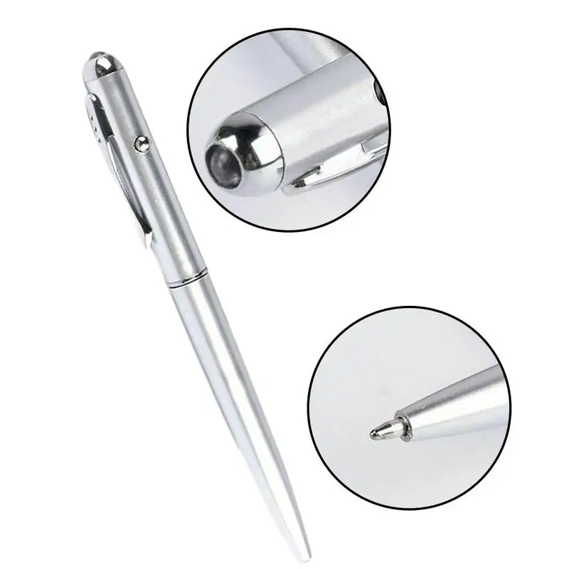 

Silver Counterfeit Pen Uv Led Light Magic Invisible Ink Ballpoint Pen With Invisible Ink Plastic Meterial School Office Supplies