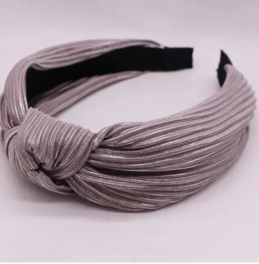 Винтажная шикарная блестящая металлическая завязанная повязка на волосы повязка на голову с узлом индивидуальные аксессуары для волос - Цвет: Серый