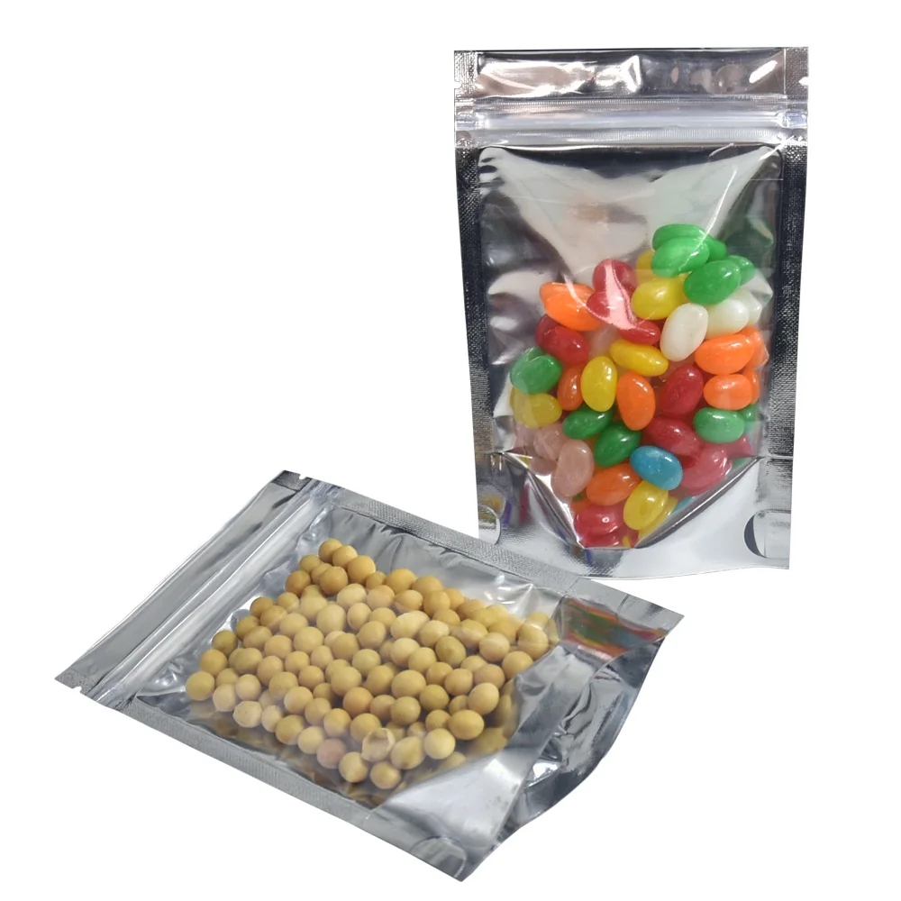 

10*15cm Reclosable Mylar Clear Plastic Zip Lock Bags Stand Up Translucent Heat Sealable Zipper Bag Dried Food Candy Packing Bag