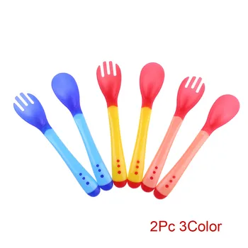 

Baby Safety Silicone Temperature Sensing Spoon and Fork Feeding Flatware