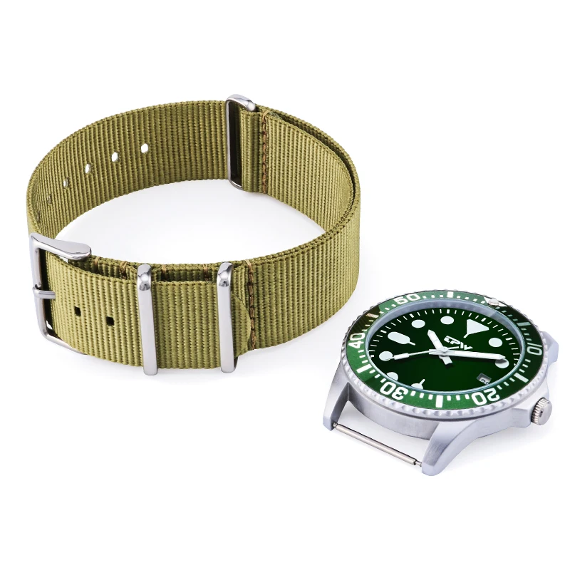  Military Men Watch Nylon Band Army Green Strap Rototary Bezel Steel Case Watches for Men Creative D